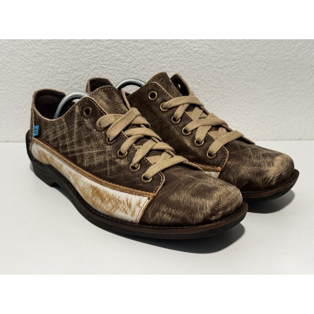 JOHN FLUEVOG Distressed Leather Shoes Sz 11 Brown Tough Love Sucks Unique Artsy - Picture 5 of 16
